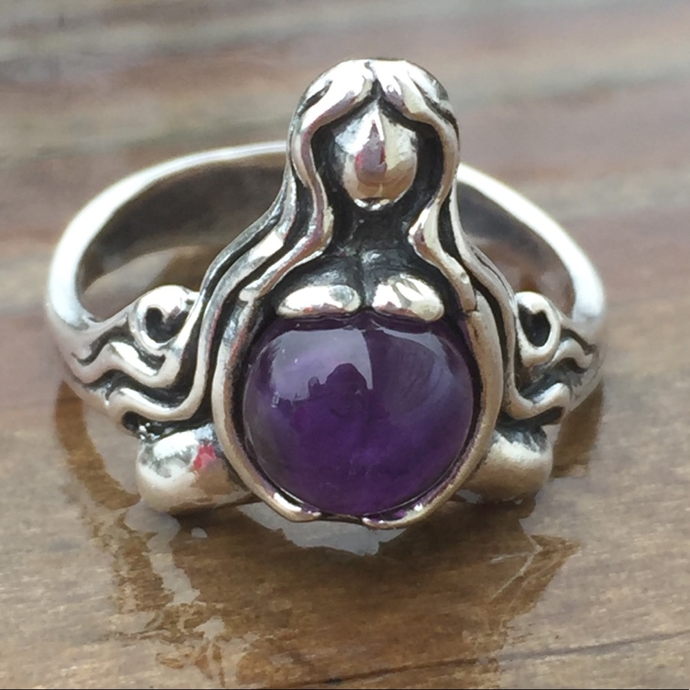 Goddess Abundance Ring Sterling Silver w/ Amethyst - Picture 5 of 16